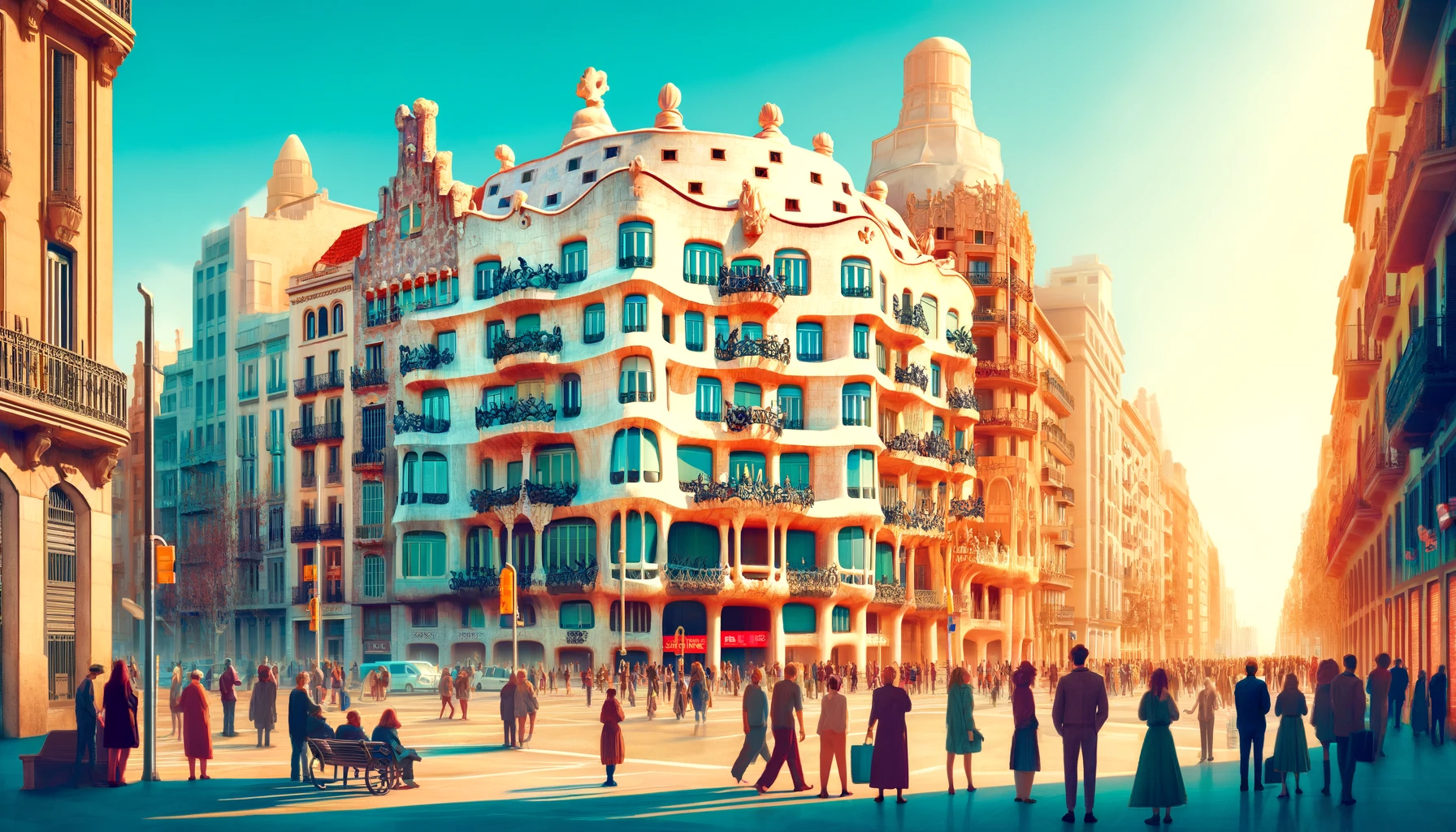 Vibrant street scene in Eixample