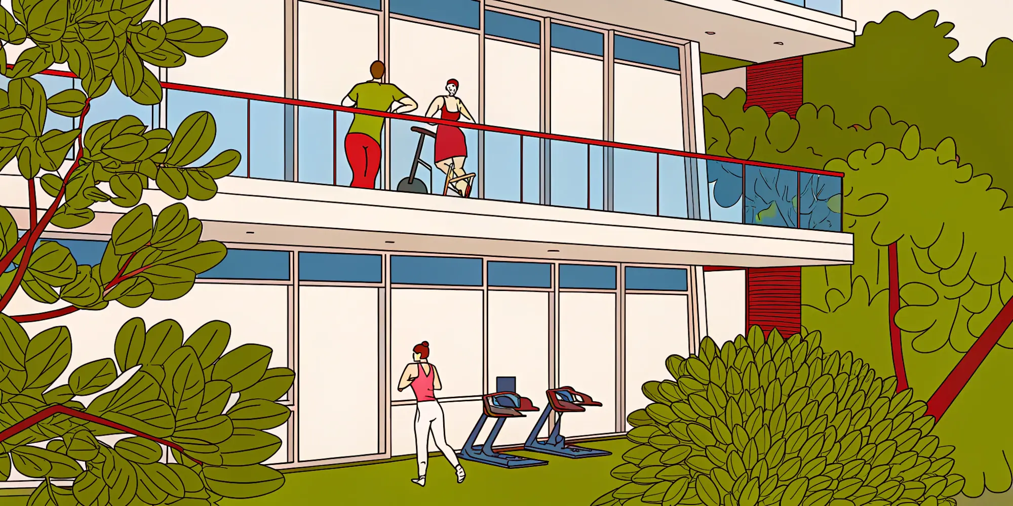 Madrid rooftop gym with panoramic city views